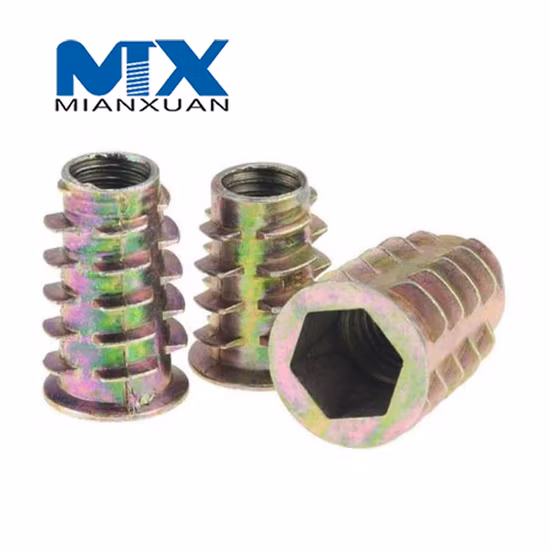 Zinc Alloy Thread for Wood Insert Nut Flanged Head Furniture Nuts